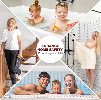 28 PCS Shower Floor Non Slip Stickers with Strong Adhesive, Invisible & Durable Anti Slip Shower Stickers with Scraper for Bath Tub, Pools and Stairs(Grey,Wavy)