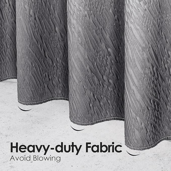 MitoVilla Grey Ombre Modern Small Stall Shower Curtain 36 x 72, Farmhouse Narrow Half Size Shower Curtains for Bathroom Decor, 3D Waves Embossed Marble Textured Cloth Shower Curtain 36 inch
