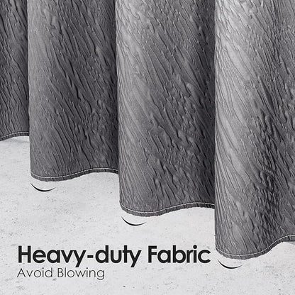 MitoVilla Grey Ombre Modern Small Stall Shower Curtain 36 x 72, Farmhouse Narrow Half Size Shower Curtains for Bathroom Decor, 3D Waves Embossed Marble Textured Cloth Shower Curtain 36 inch