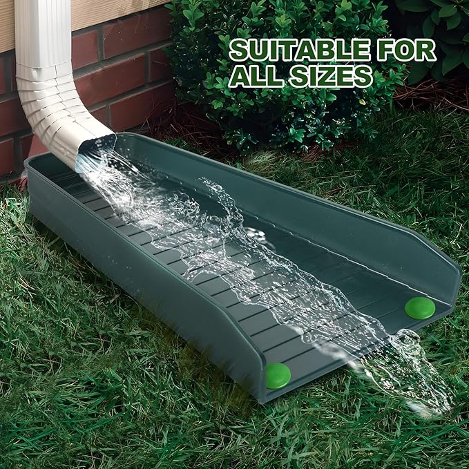 Gutter Downspout Splash Block,16.3"Drain Gutter Guard Diverter,Gutter Downspout Extensions for Water Drainage, Fixable Down Spout Drain Trays,Drainage to Protect House Foundations (4PC White)