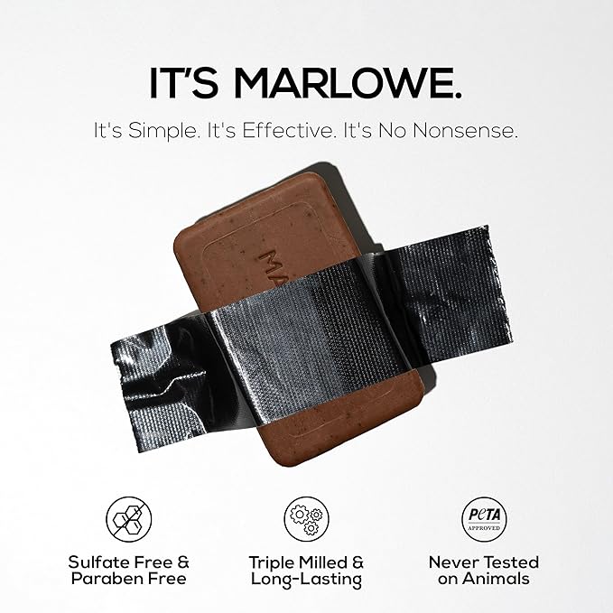 MARLOWE. No. 109 Coffee Bar Soap 7 oz (6 Bars) – Exfoliating Body Scrub for Men with Natural Extracts, Caffeine, Coffee Bean & Cocoa Butter – Energizing Fresh Brewed Scent