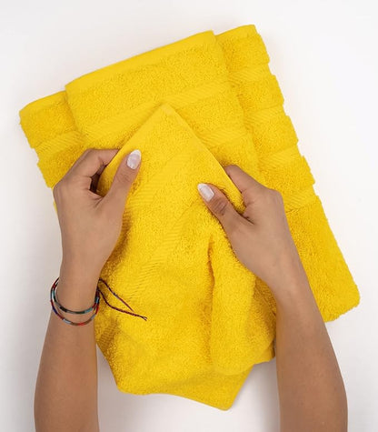 American Soft Linen Premium 3 Piece Towel Set, 1 Bath Towel 1 Hand Towel 1 Washcloth, 600 GSM 100% Cotton Turkish Towels for Bathroom, Yellow Towel Set