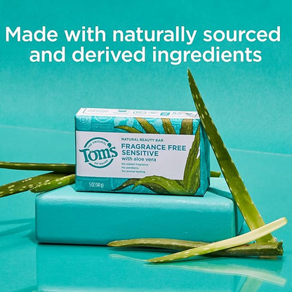 Tom’s of Maine Natural Beauty Bar Soap For Women and Men, Fragrance Free, Sensitive Skin, 5 oz Bar (Pack of 6)
