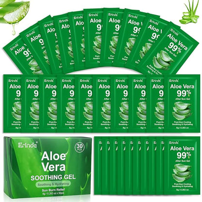 Erinde 30 Pack Aloe Vera Gel for Face, Hair & Body, 99% Pure Aloe Vera Gel for Sunburn Relief, After Sun Skin Care Relief, Skin Care Bulk Soothing Hydrating Aloe Gel for All Skin Types