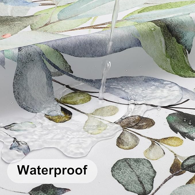 Colorful Star Sage Green Eucalyptus Waterproof Shower Curtain Set with Hooks, Minimalist Watercolor Floral Print Bathroom Décor, Plant Leaves Washable Fabric Shower Curtain, 72 x 84 Inch