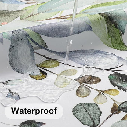 Colorful Star Sage Green Eucalyptus Waterproof Shower Curtain Set with Hooks, Minimalist Watercolor Floral Print Bathroom Décor, Plant Leaves Washable Fabric Shower Curtain, 72 x 72 Inch