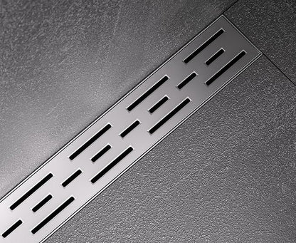 HEATGENE 36-Inch Linear Shower Drain in Brushed - Stainless Steel Rectangular Shower Floor Drain - Removable Decorative Cover - Adjustable Leveling Feet - CUPC Certified