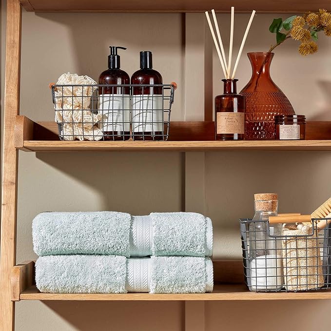 Christy Renaissance 6 Piece Blue Towel Set| 100% Egyptian Cotton | Luxury Bathroom Towels | Soft and Super Absorbent | 675 GSM | 2 Bath Sheet 2 Hand 2 Face | Eggshell