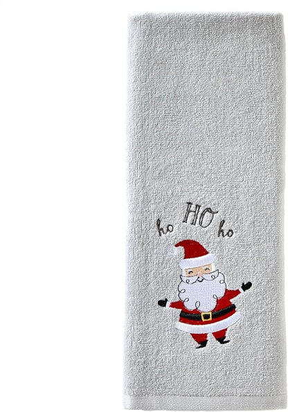 SKL Home Christmas/Winter Santa Hand Towel 2pc Set for Bath/Kitchen & Gift, Gray