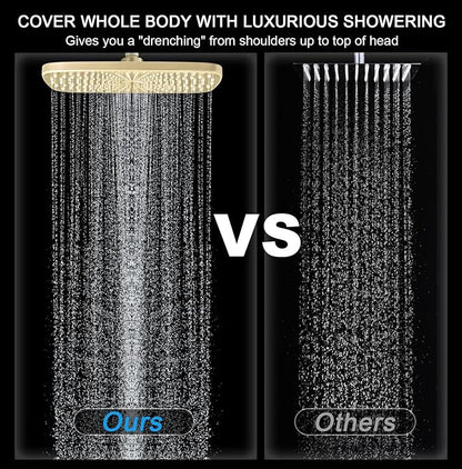 High Pressure Rain Shower Head: Upgrade Shower Heads with Handheld Spray Combo with Fixed Showerhead and 10 Sprays Handheld Shower Head, Detachable Shower head Built-in Power Jets