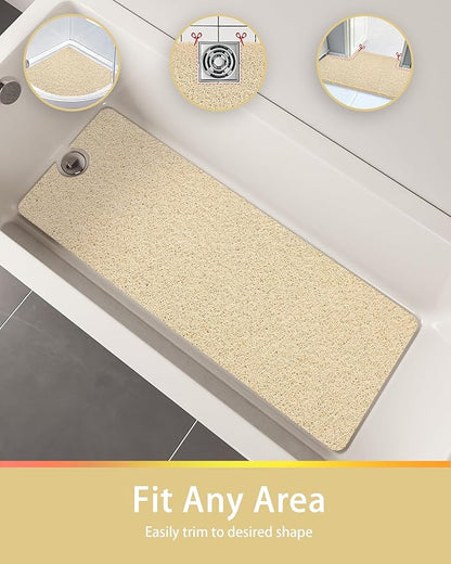 Non Slip Shower Mats for Inside Shower, 17x30 Inch, Anti-Slip Bathtub Mats for Bathroom, Foot Scrubber Loofah Bath Mats for Shower, Quick Drying Shower Stall Mats for Wet Areas (Beige)