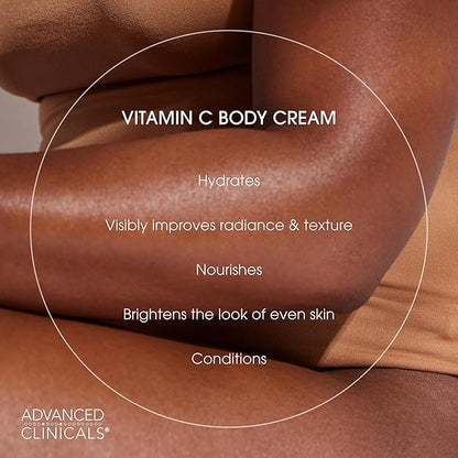 Advanced Clinicals Vitamin C Brightening Cream + Manuka Honey Body Lotion & Face Moisturizer 2pc Skincare Set For Women & Men | Body Butter Creams Help Reduce Appearance Of Dark Spots & Dry Skin, 2pc