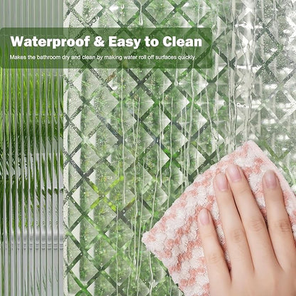 UFRIDAY 84 inch Extra Long Plastic Clear Shower Curtain Liner,Waterproof Shower Liner Transparent 3D Water Cube Bath Curtain 72x84 inches See Through Shower Curtains Liner Clear with 3 Strong Magnets