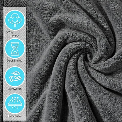 Cloudura Luxury Bath Towels-100% Cotton | Quick Dry | Lightweight | Thick I Good for Spa,Gym & Hotel Quality,(27'x54')-Soft & Absorbent (Charcoal Grey, Set of 4)