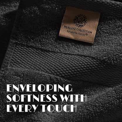 White Classic Black Hand Towels for Bathroom [12 Pack] Cotton Hand Towel Bulk for Gym, Kitchen and Spa, 16x27 Inches Soft Highly Absorbent Quick Dry Terry Salon Towels