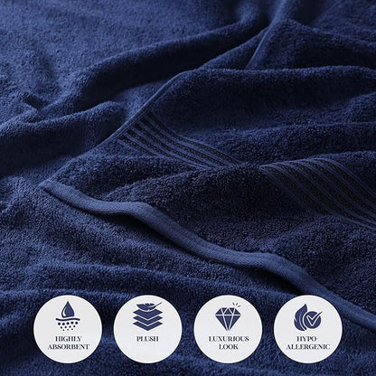 Superior Egyptian Cotton Face Towel/Washcloth Set, Small Towels for Home Bathroom, Master, Guest Bath, Decor Essentials, Quick Dry, Absorbent, Spa, Hotel, Resort, Adult, Kids, Set of 10, Navy Blue
