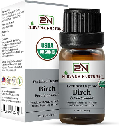Birch Essential Oil USDA Certified Organic, 100% Pure Natural Premium Grade, Undiluted