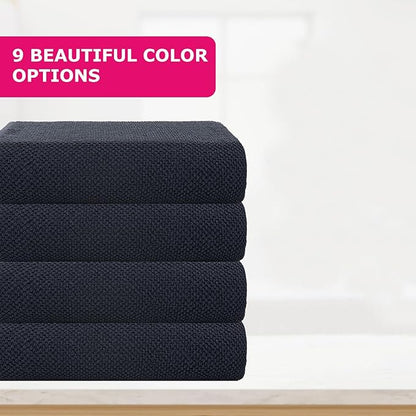 CASA COPENHAGEN Popcorn Textured 4 Pieces Bath Towel Set- Navy Blue, 550 GSM 4 Bath Towel Rough & Tough Use Cotton Towels Gift Set for Bathroom