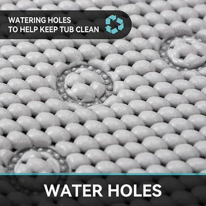 Double Layer Foam Non Slip Bathtub Mat 37x17in, More Comfortable and Thicker Tub Mat Than Ordinary Foam Shower Mat, Bath Mat for Tub with Suction for Comfort and Safety (Grey, 36'' x 17'')