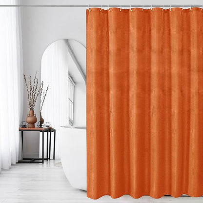 Gibelle Burnt Orange Shower Curtain, Waffle Weave Textured Fabric Shower Curtain for Bathroom - Soft Cloth & Hotel Spa Luxury, Water Repellent, Machine Washable, 72X72, Burnt Orange