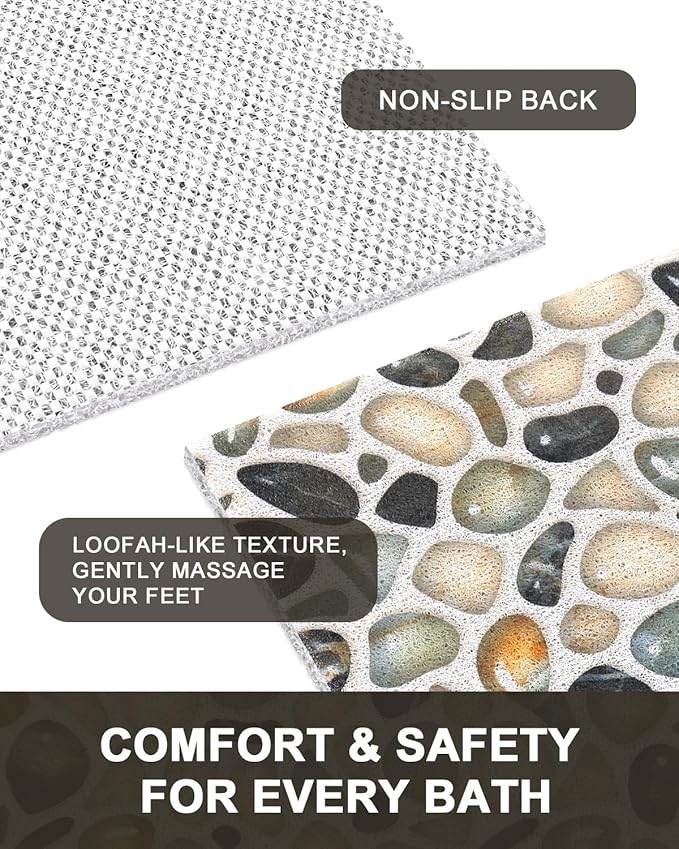 Bathtub Mat Non Slip - Anti Slip Shower Mat, Quick Drying Bath Tub Mats, Soft PVC Loofah Foot Massage Mat, Bath Mat for Shower, Tub, Bathroom, Floor, Kitchen, Pool, Hotel