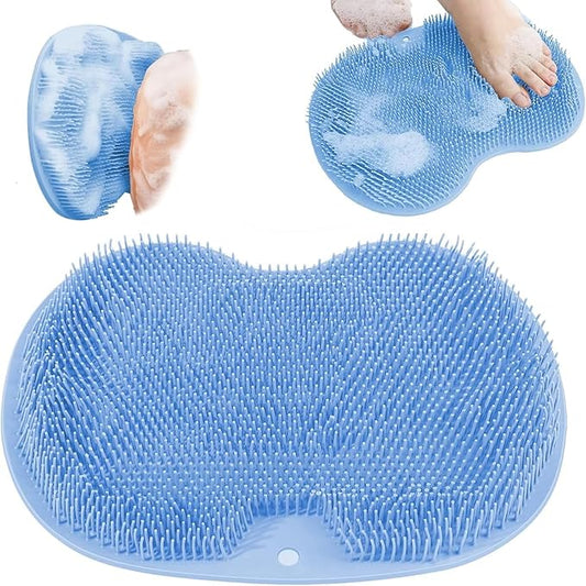 Shower Foot Scrubber Mat with Non-Slip Suction Cups, Exfoliating Foot and Back Washer Pad for Bathtub and Shower Floor (Sky Blue)