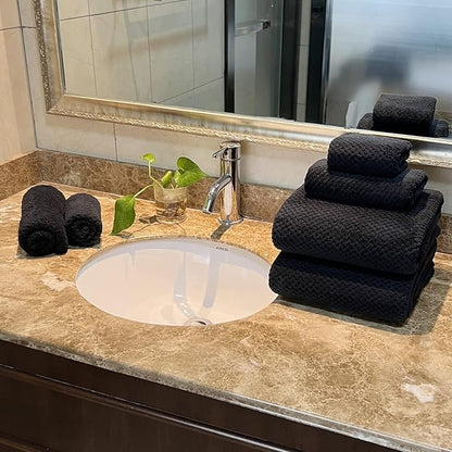 YTYC 29x59 Inch Bath Towels Set of 6 Large, Super Soft Absorbent Lint Free Microfiber Towels for Bathroom 80% Polyester (Black,6 Piece)