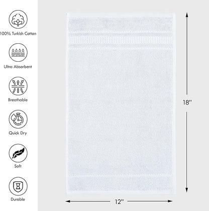 Melissa Linen, Fingertip Towels 4 Pack, 100% Turkish Cotton, Small Hand Towels for Body and Face, 12 x 18 in, Soft and Absorbent, Quick Dry, (White Fingertip Hand Towels)