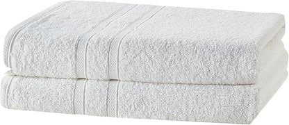 CLOROX Bleach Friendly Towels, Quick Dry, 100% Cotton Bath Towels (30" x 52"), Highly Absorbent Soft Lightweight, Ideal for Everyday Use, Easy to Wash(2 Pack, White)