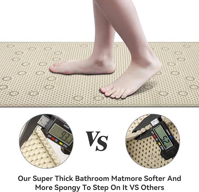 Double Layer Foam Non Slip Bathtub Mat 37x17in, More Comfortable and Thicker Tub Mat Than Ordinary Foam Shower Mat, Bath Mat for Tub with Suction for Comfort and Safety (Ivory, 36'' x 17'')