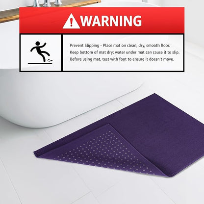 American Soft Linen Bath Rug, 20 in 34 in 100% Cotton Bath Mats Rugs for Bathroom, Slip Reducer Washable Shaggy Form Area Rugs, Purple Bath Rug
