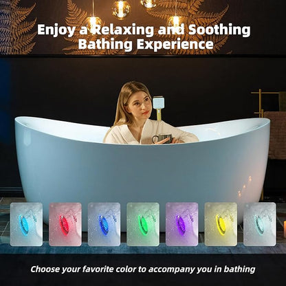 WOODBRIDGE 72" x 35-3/8" Whirlpool and Air Bath Heated Soaking Combination Tub with Adjustable Speed Air Blower and Display Control Panel, Brushed Gold Finish Trim and Drain Kit, BG400+F0045BG