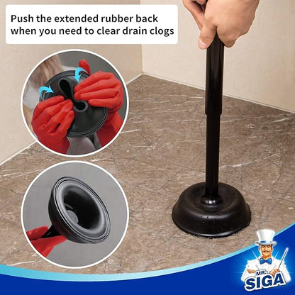 MR.SIGA Toilet Plunger with Holder, Heavy Duty Toilet Plunger and Holder Combo for Bathroom Cleaning, Black