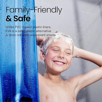 LiBa Bathroom Shower Curtain Premium PEVA Non-Toxic, Blue Clear Waterproof Plastic Shower Curtain Liner with Rust Proof Grommets 8G Bathroom Accessories 72x72
