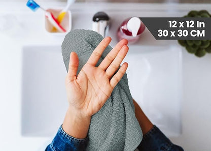 Utopia Towels 12 Pack Premium Wash Cloths Set, 12 by 12 Inches, 100% Cotton Ring Spun, Highly Absorbent and Soft Feel Essential Washcloths for Bathroom, Spa, Gym, and Face, Cool Grey