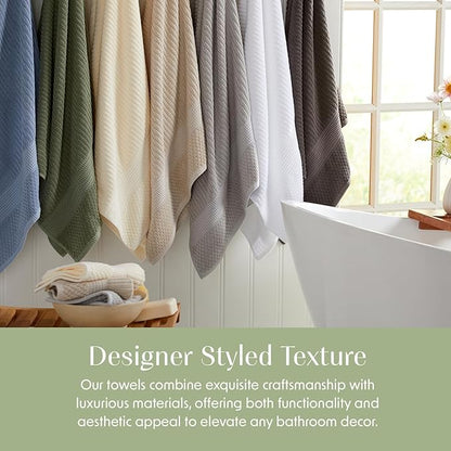 Springtree Home 100% Cotton Bath Towel Set | 6 Piece Set | Absorbent & Quick-Dry Towels | Textured and Durable Cotton | Krista Collection - Beige
