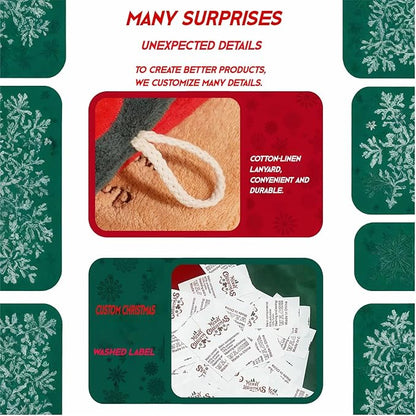 Cesqouc® 4pcs New Hand Towels with Hangable Linen and Christmas Decorative Feet with Christmas Patterns:Santa Claus,Witch Hat,Snowman,Elk for Bathroom/Kitchen/Living Room