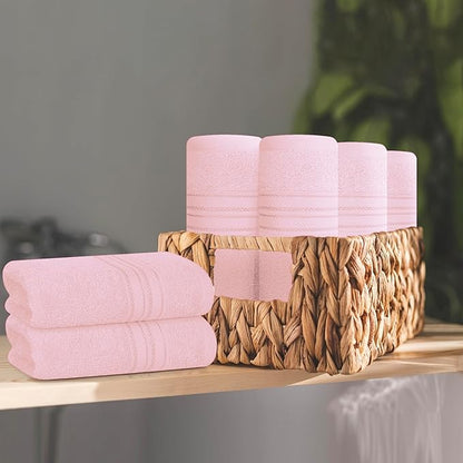 BOUTIQUO Ultra Soft Cotton Washcloths, Contains 12 Piece Face Cloths 12x12 inch, Ideal for Everyday use Face Towels, Compact & Lightweight Multi Purpose Washcloths - Pink