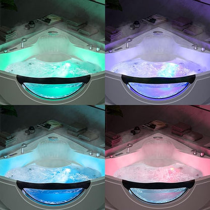 Empava 59" Corner Whirlpool Bathtub for 2-Person, Luxury Jetted Spa Tub with 10 Hydro Massage Jets, Built-In Heater, Chromatherapy LED Lights & Constant Heat System, ETL Certified Acrylic Tub