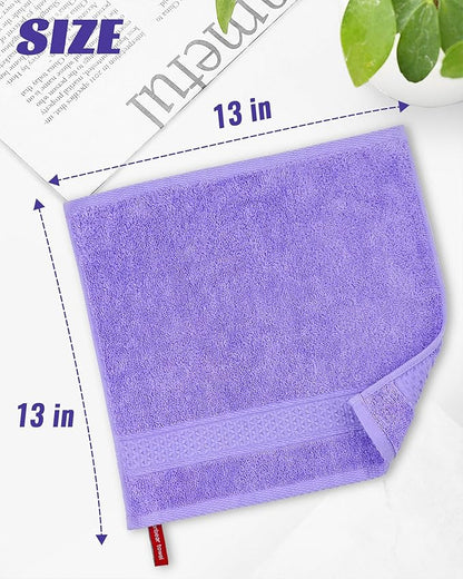 Cleanbear Wash Cloths Cotton Facecloths, Large Face Cloths 6 Ultra-Soft Washcloths for Bathroom and Guestroom, Fade-Resistant Face Towels 13 by 13 Inches (Lavender)