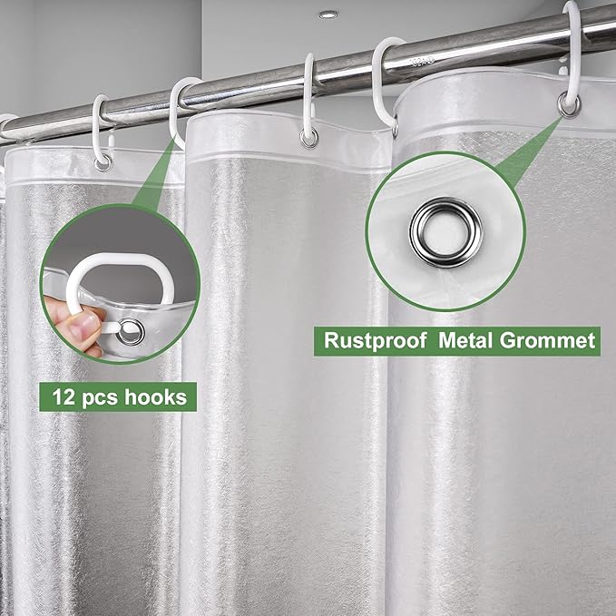UFRIDAY Frosted Shower Stall Liner 36x72 Inch,EVA Plastic Waterproof Shower Curtain with 2 Magnets,Heavy Duty,Semi Transparent, 3D Frosted Shower Curtain Plastic Liner