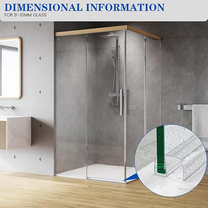 Bathroom Framless Shower Glass Door Bottom Seal Strip, 2PCS 36 Inch Long PVC Clear Seal Strips for 5/16"(8MM) Glass Door, to Stop Water Leakage