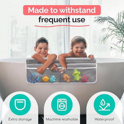 Baby Bath Kneeler and Elbow Rest Pad Set - Kneeling pad for Bathing Baby and Toddlers - Memory Foam Cushion - Holds Bath Accessories and Essentials - Comfort and Support for Your Knees