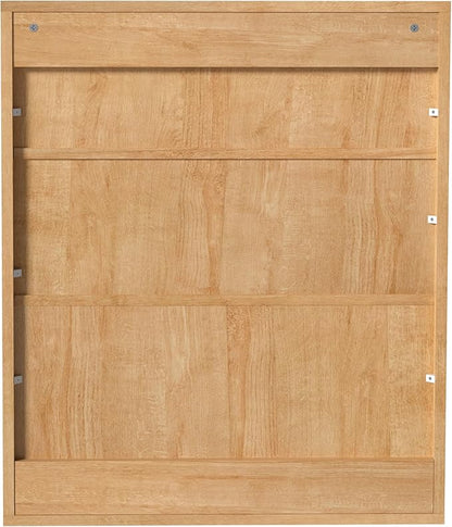 Fluted Bathroom Wall Cabinet Over The Toilet Storage,Wall Mounted Cabinet with Adjustable Shelf,Floating Cabinet Organizer Hanging Cabinet,Kitchen and Laundry Room Cabinets (Oak-2 PCS)