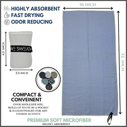 We Sweat’s (6 Pack) Microfiber Gym Towels, Silver ION Odor-Free Absorbent Fiber, Fast Drying Men & Women Workout Gear for Body Sweat, Towels, Sports Exercise Fitness Gear