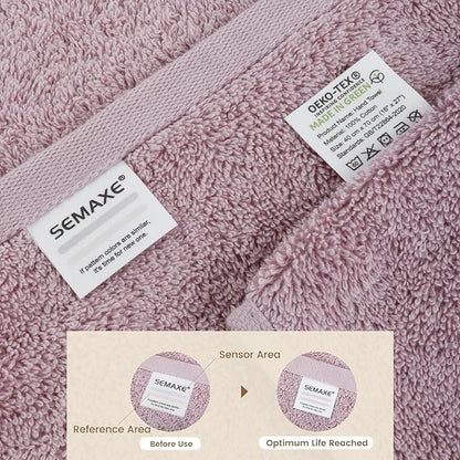 SEMAXE 4-Pack Luxury Bath Towels for Bathroom, 100% Cotton, Soft, Absorbent, and Quick-Drying, 55"x27", Purple, Perfect for Hotels, Gyms, and Spas