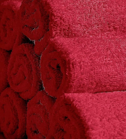 Softolle 100% Cotton Washcloths 24 Pack (12x12 Inches) Soft, Highly Absorbent Washcloth, Face Towels, Wash Cloths for Face, Ring Spun, Bulk Pack (Red)