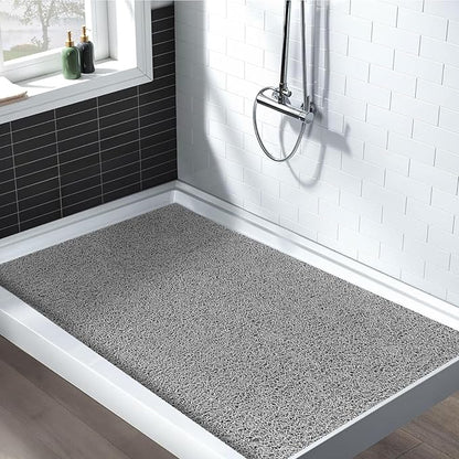 Shower Mat Non Slip: 47.2 x 31.5 Inch Extra Large Shower Mats for Inside Shower with Drain Hole - Soft PVC Loofah Anti Slip Shower Stall Mat for Walk-in Shower and Bathroom, Quick Drying