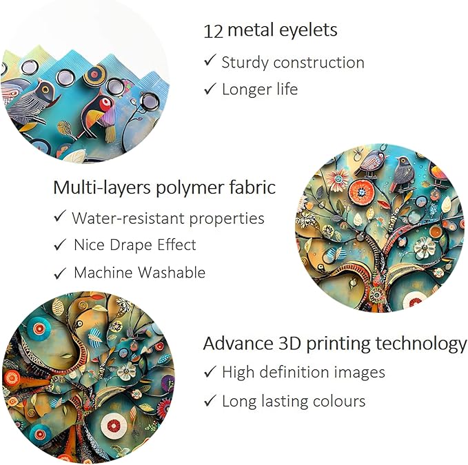 Bohemian Shower Curtain, Boho Floral Print Water Repellent Polyester Fabric for Bathroom Decor, 72×72 Inch Standard Size with 12 Hooks, Also as Room Divider
