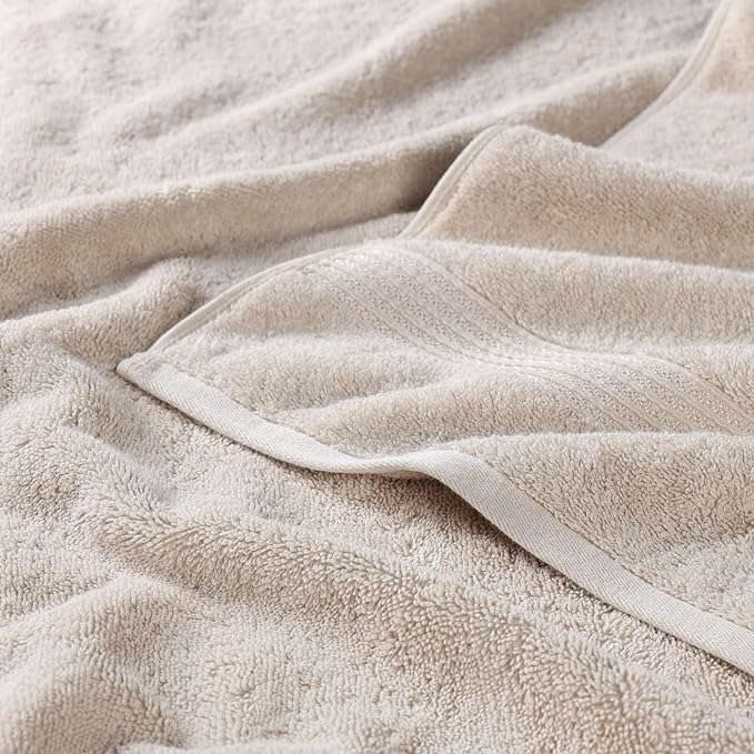 Superior Egyptian Cotton Bath Towel Set, Towels for Home Bathroom, Master, Guest Bath, Decor Essentials, Quick Dry, Absorbent, Large Body Towels, Spa, Hotel, Resort, Adult, Kids, Set of 4, Stone